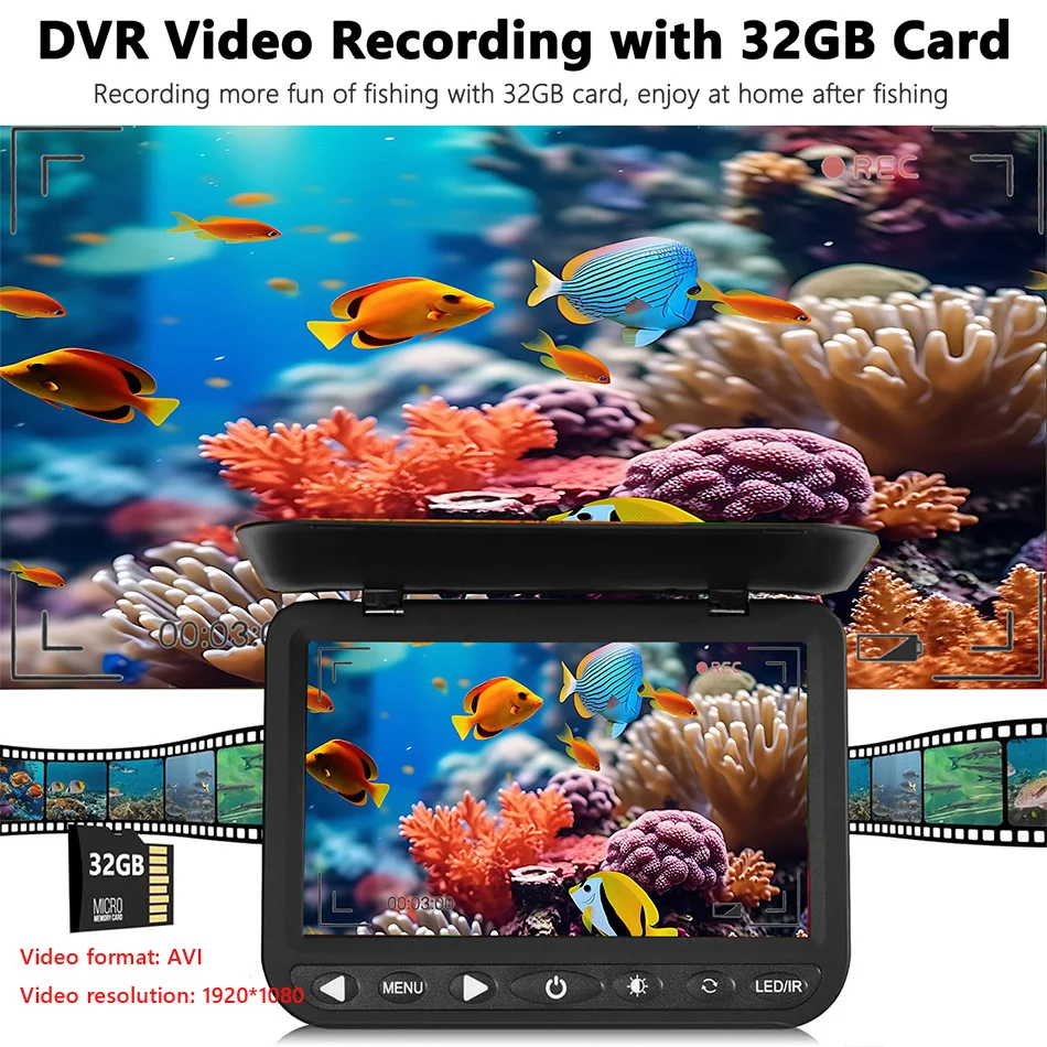 Underwater Fishing Camera Frost-resistant Cold-proof -30℃ Ice Fishing Camera 1080P 7inch Portable Fish Finder fish finder