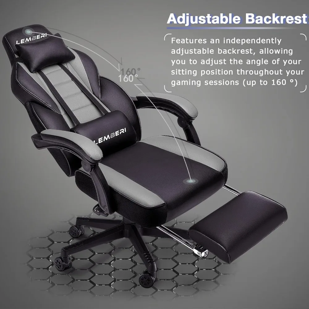 Gaming Chairs with Footrest,Ergonomic Video Game Chairs for Adults,Big and Tall Chair 400lb Weight Capacity, 4