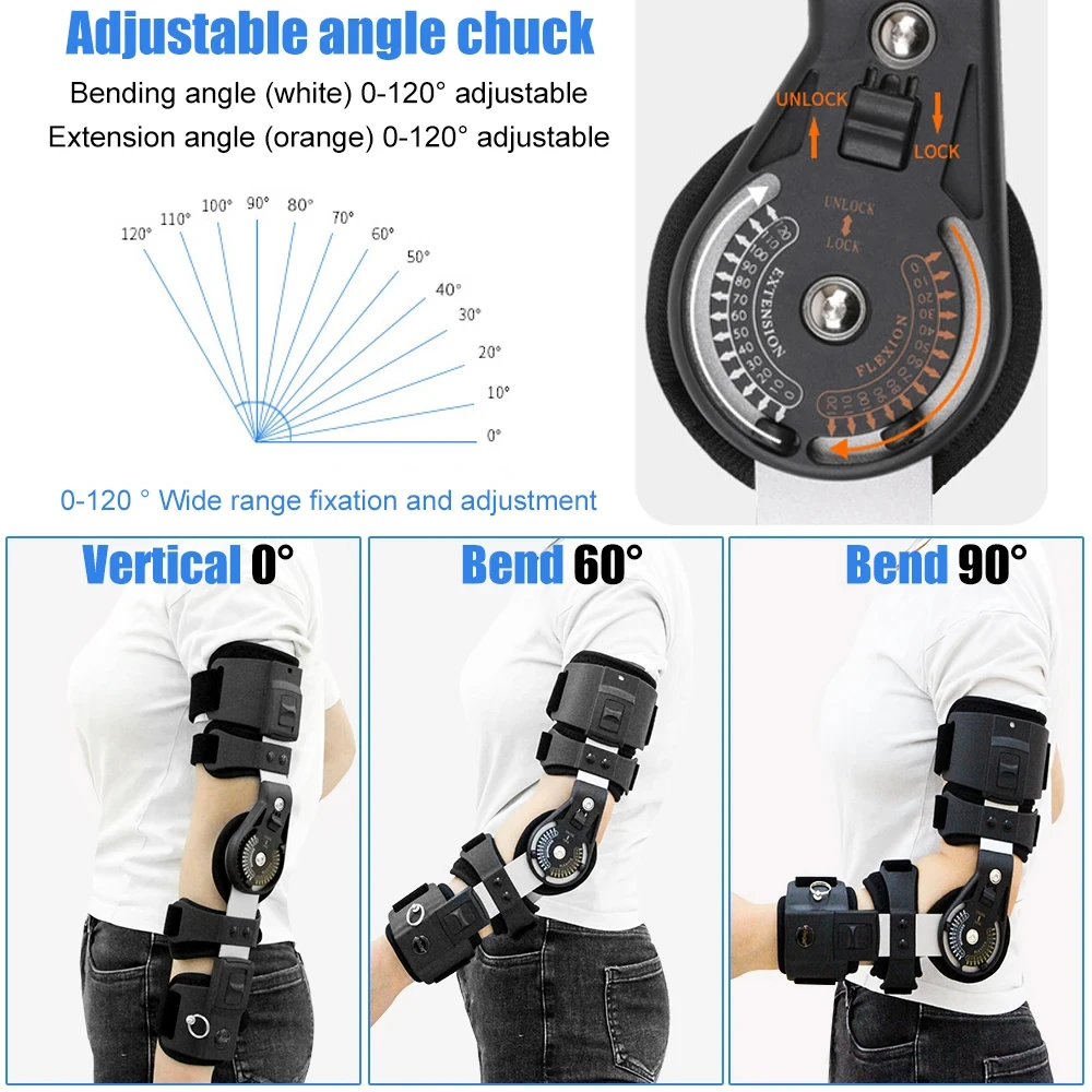 New Elbow Joint Fixation Brace ROM Hinged Shoulder Arm Sling Forarm Braces Support Splint Orthosis Adjustable Sling 5