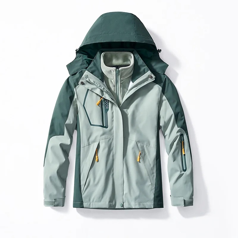 thumbnail image 1 of Parka impermeable para exteriores para hombres y mujeres, conjuntos de dos piezas, conjunto de abrigo de invierno cálido 3 en 1 para acampar y hacer senderismo, chaquetas a prueba de viento, 1 of 5