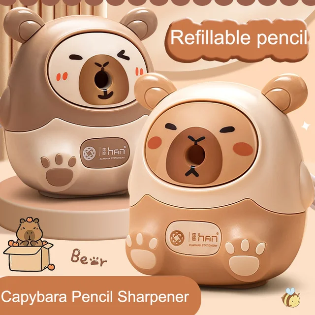 Pencil Sharpener  Creative Capybara Kawaii Stationery Office School Supplies Korean Stationery 80*80*100mm 2