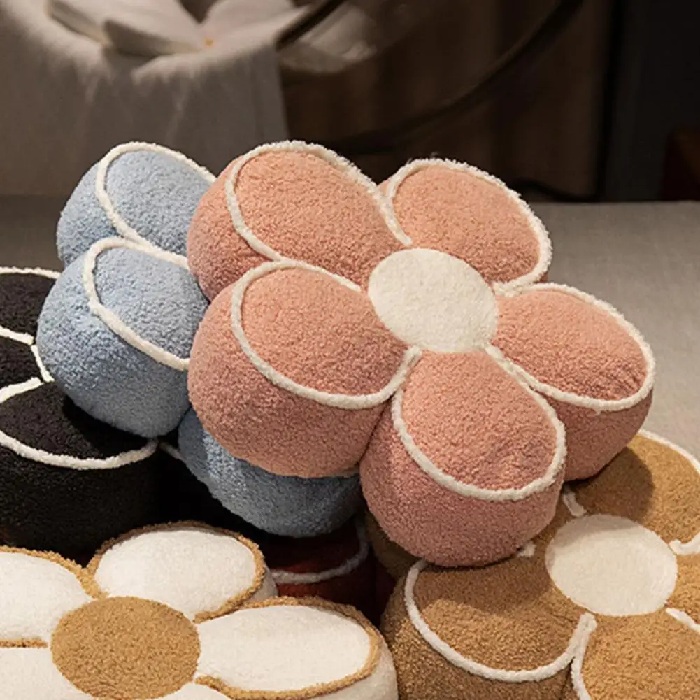 Cuscino A Forma Di Fiore 40 Cm - Morbido In Velluto Elasticizzato, Cuscino Da Pavimento O Divano, Beige