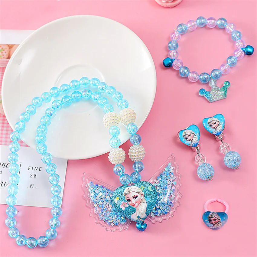 Collier reine des neiges pour fille, boîte à bijoux princesse Aisha, pour  enfants, Bracelet, boucle d'oreille, bague, joli cadeau d'anniversaire -  AliExpress