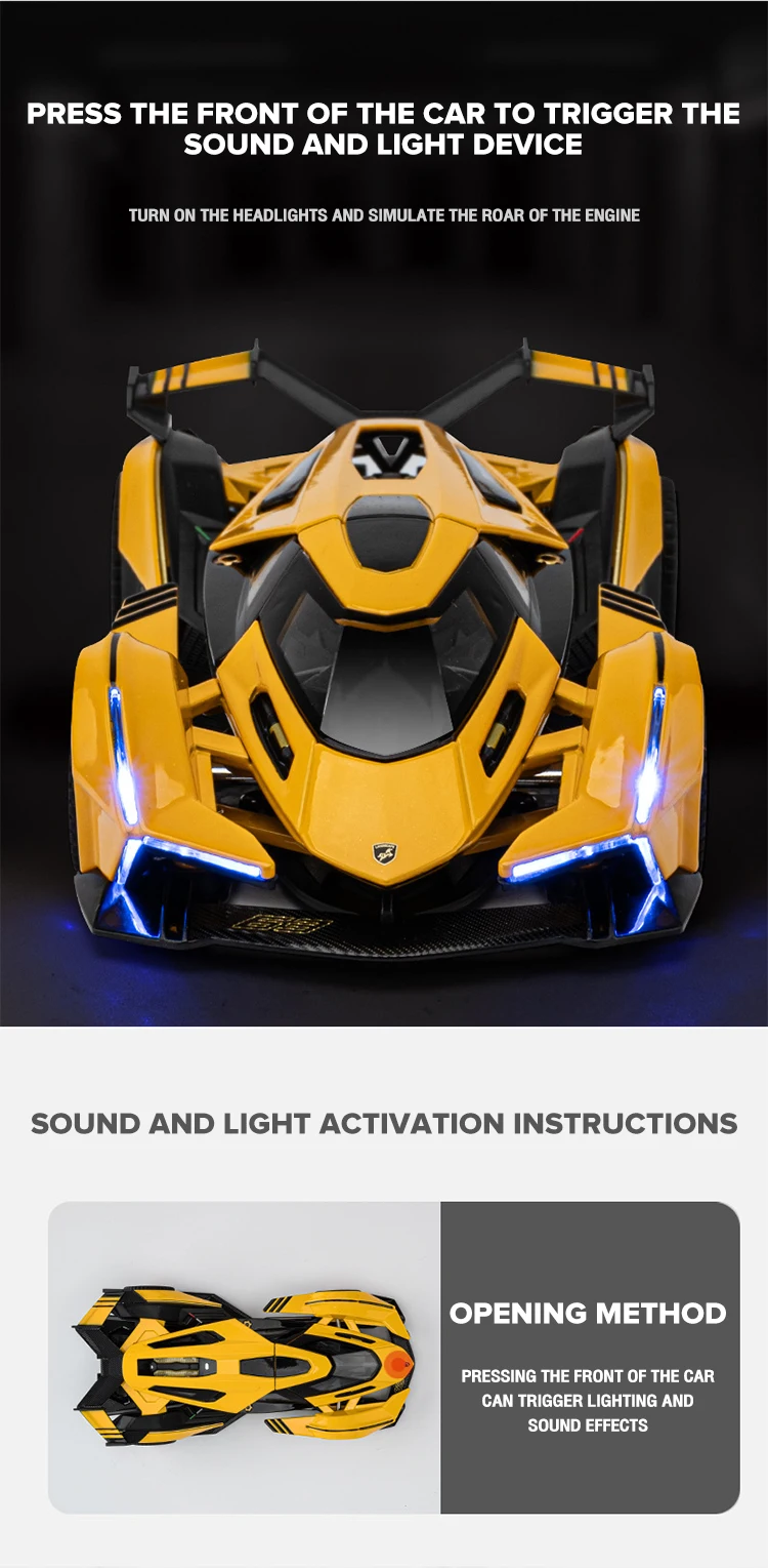 1/32 Lamborghini V12 Vision GT Metal Car Diecast Alloy Car Model