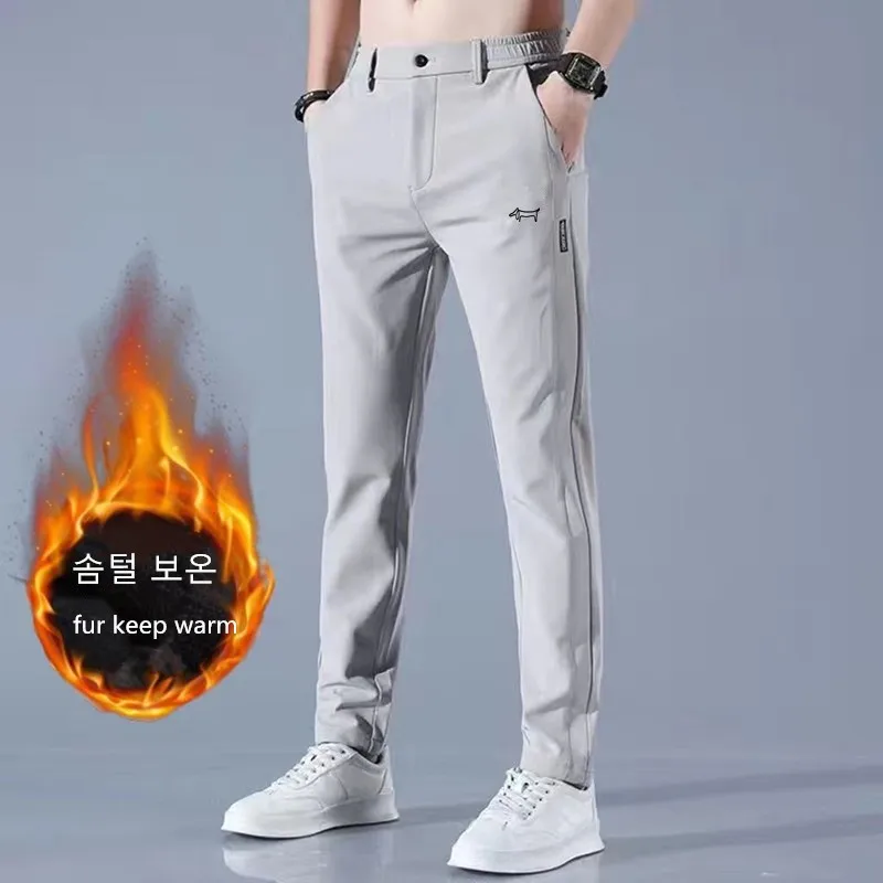 High Quality Men's Golf Pants Winter Thicken Fur Keep Warm Elasticity Men Golf Trousers Sweatpants Wear Men Work Pants 골프웨어