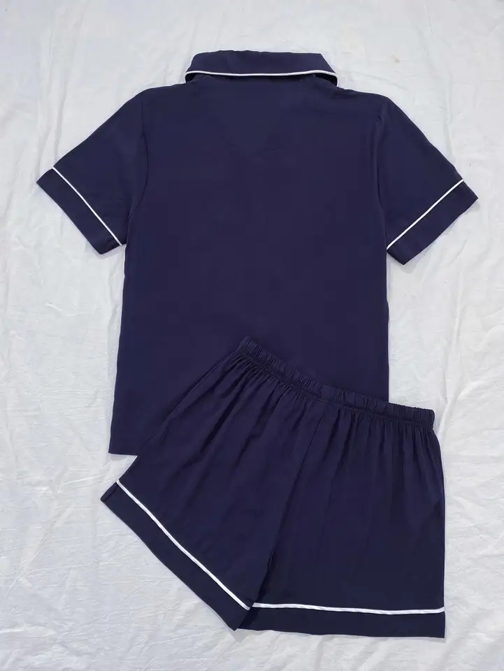 Maisdgop Women's Summer Pajama Set - Button Down Short Sleeve Top & Shorts, Casual Sleepwear - View #2