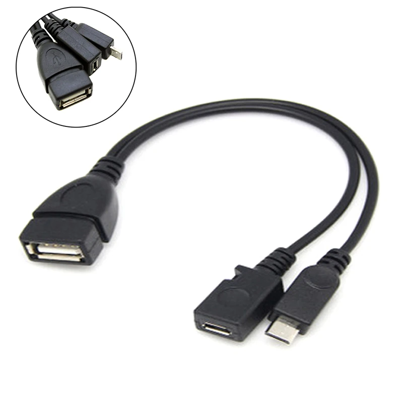 1Pcs Usb One cent two Port Adapter OTG Cable For Mobile Tablet External Power Supply