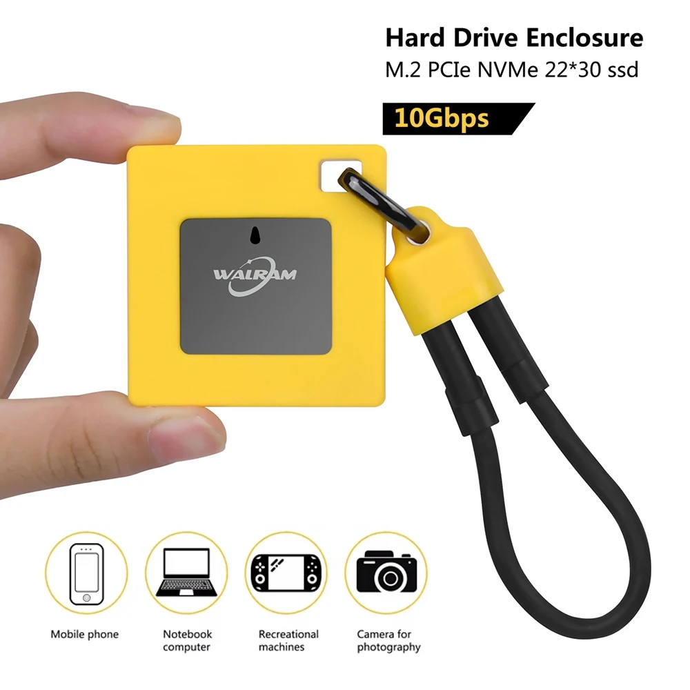WALRAM M.2 NVMe SSD Enclosure USB 3.2, 10Gbps External Case 2230 PCIe Type C