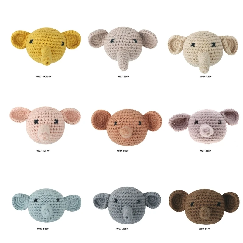 

Y1UB Upgraded Small Elephant Heads Baby Pacifier Chain Colorful PVC-Free Wool-