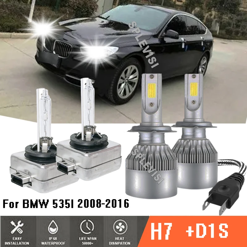 

4x LED & HID Headlight Bulbs High Low Bulb Replacement Lamp 6000K White For BMW 535I 2008-2016 2009 2010 2011 2012 2013