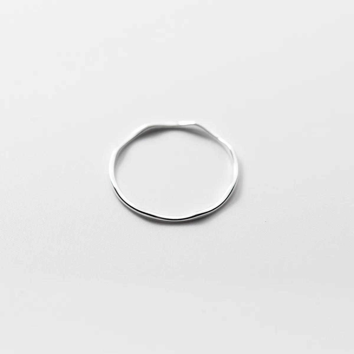 925 Sterling Silver Rings For Women Simple Irregular Wedding CN Size 52-56mm Wave