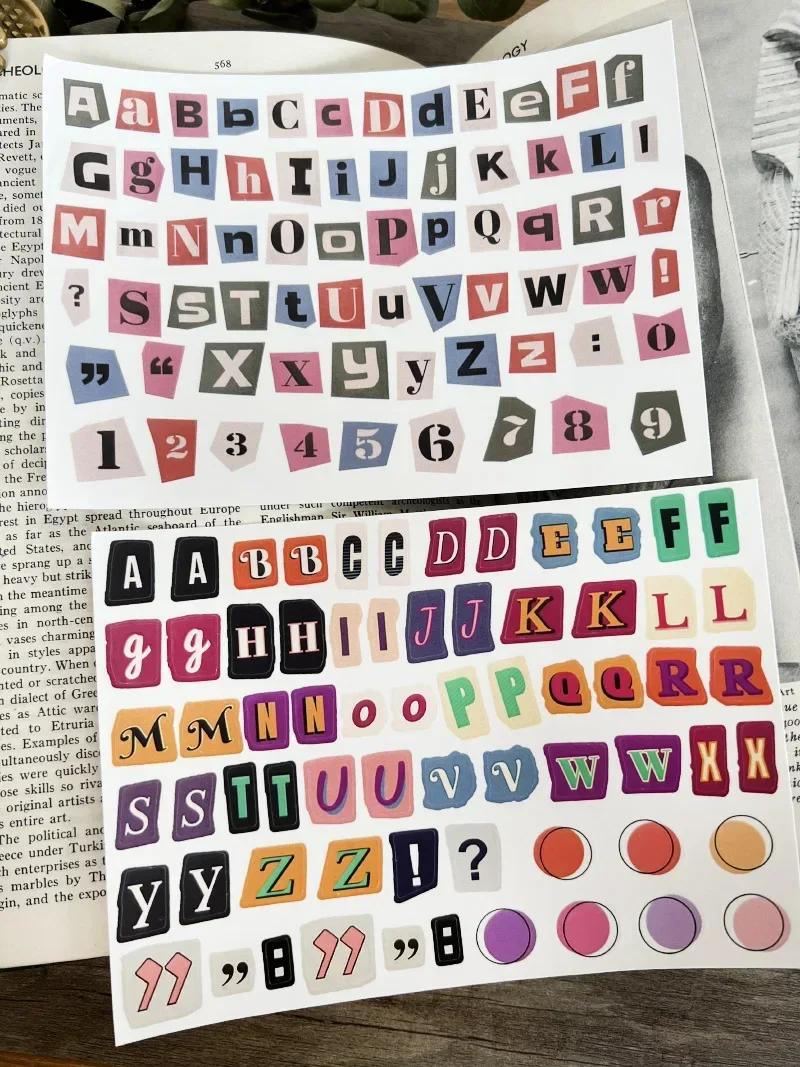 Alphabet Label Stickers Korea Ins English Alphabet Number Symbol Label Sticker DIY Scrapbooking Journal Base Collage Diary Album Happy Plan Decoration alphabet label stickers