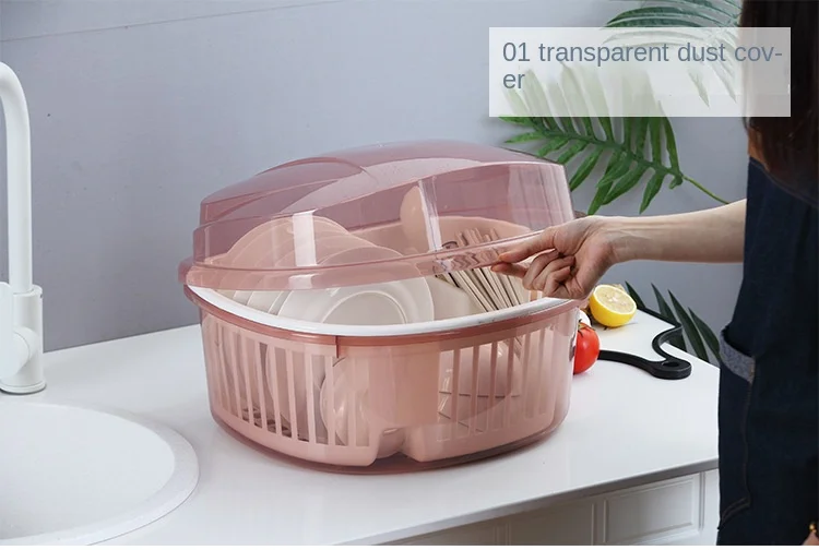 Kitchen Dish Rack with Cover Drainer Rack with Lid