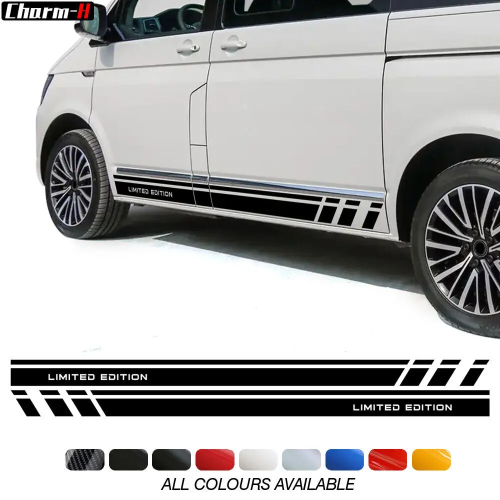 2 Pezzi Car Door Side Rocker Panel Stripe Decalcomanie Per Vw Volkswagen Transporter T5 Camper Van Limited Stickers