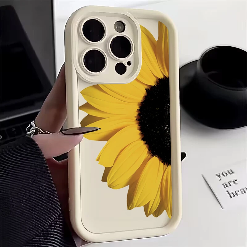 Sunflower Pattern Silicone Phone Case – Cute Floral Design Cover