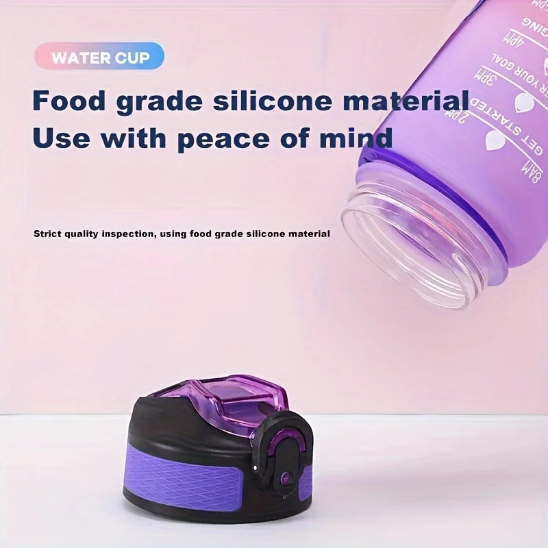 21oz Colorful Frosted Sport Bottle w/Straw & Timer, BPA-Free Leakproof for Gym/Outdoor, Free Stickers, Vday Gift