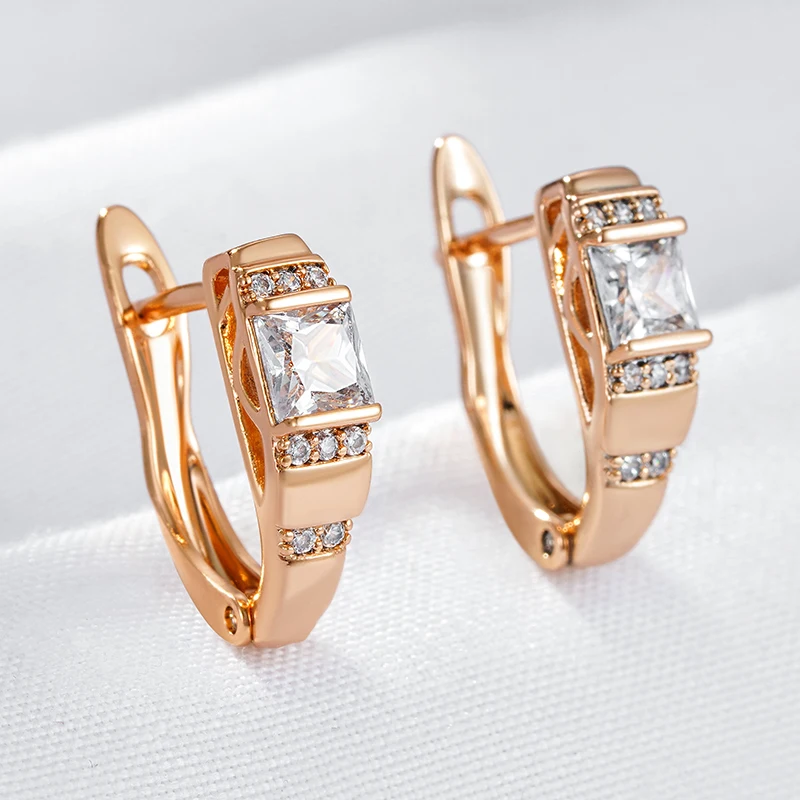 Wbmqda Fashion 585 Rose Gold Color Square Natural Zircon