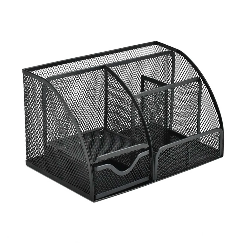 

Многофункциональный сетчатый держатель для ручек Caddy, настольный органайзер с 7 отделениями для дистанционного управления, магнитные ножницы для визиток