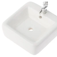 Dollhouse Bathroom Sink 1:12 Miniature Ceramic Wash Basin Bathroom Sink Model Simulation Accessory for Dollhouse White 2