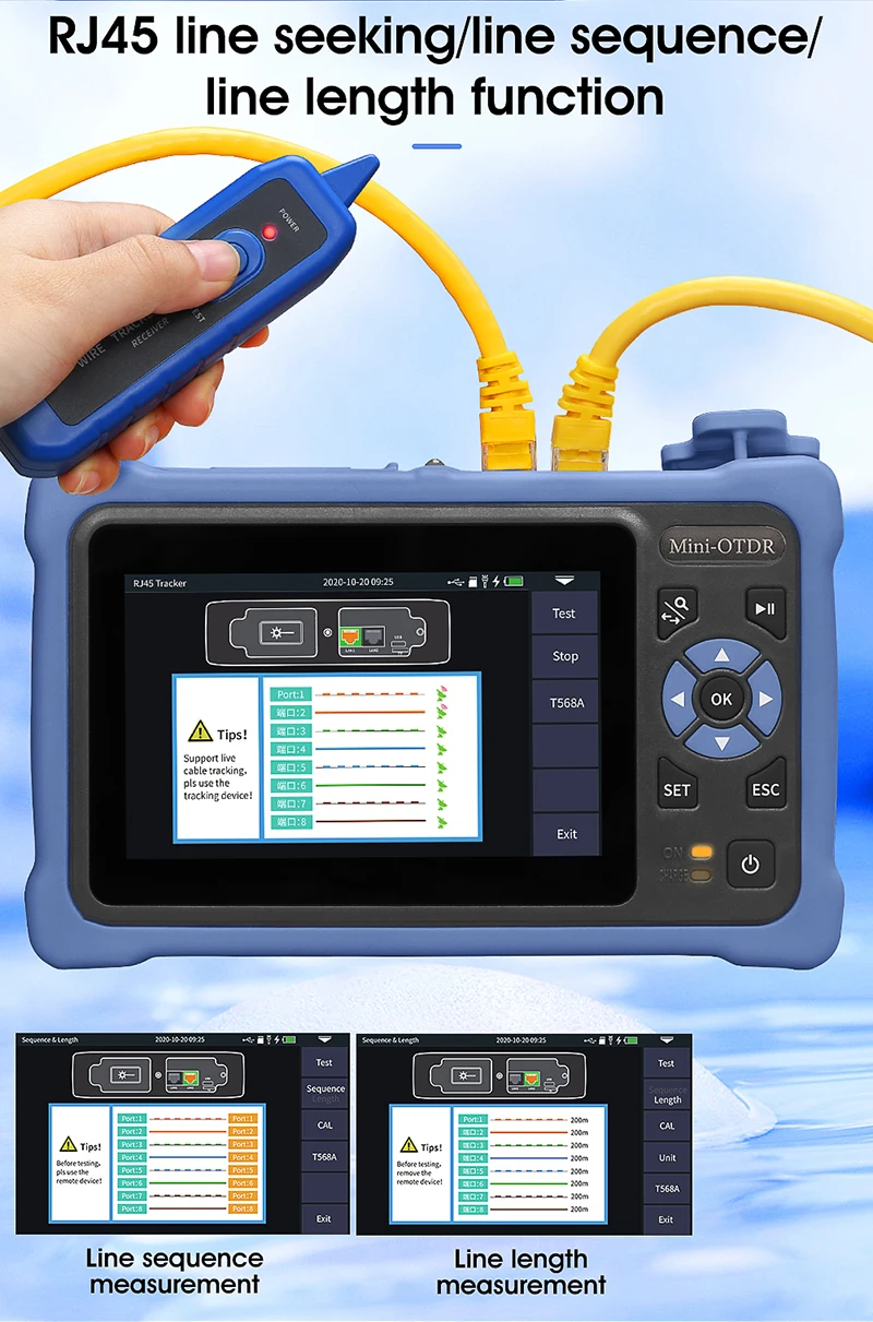 AUA800U/800A 100KM OTDR 24/22dB Touch Screen Optical Time Domain Reflectometer F