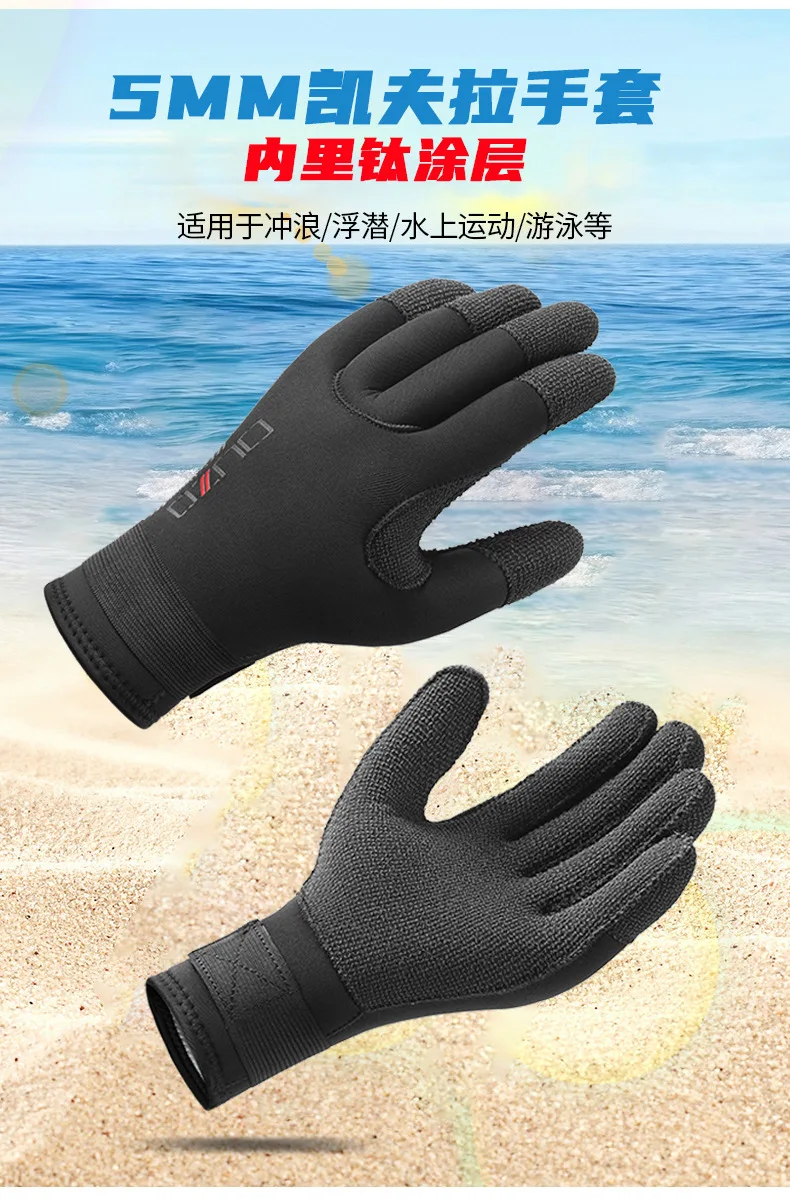 Neue Kevlar 3mm/5mm Winter Speerfischen Tauchen Handschuhe Kratzfeste Tragbare Surfen Scuba Dive Warm Halten neopren Handschuhe – Detail 12