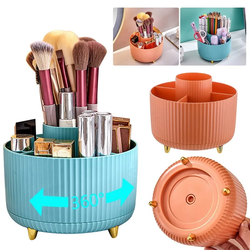 MakeupBrushContainer360RotatableRoundBrushHolderMakeupTable