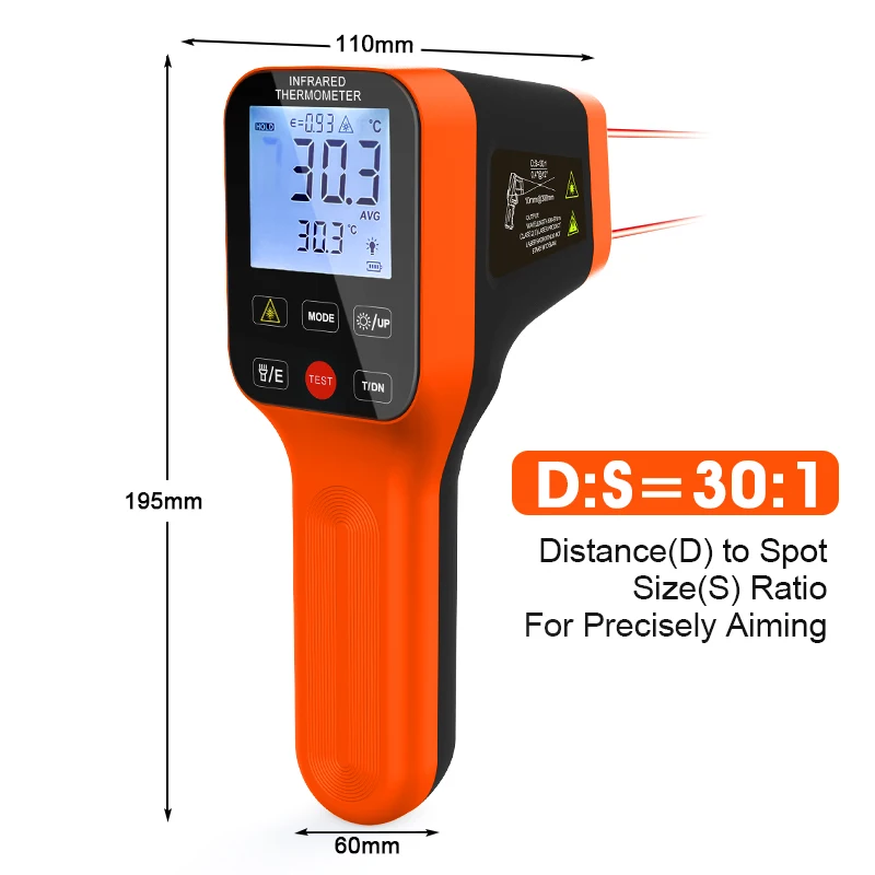 Non-contact infrared thermometer HP-1600 safely measure the surface  temperature of objects that are hot,dangerous,high accuracy