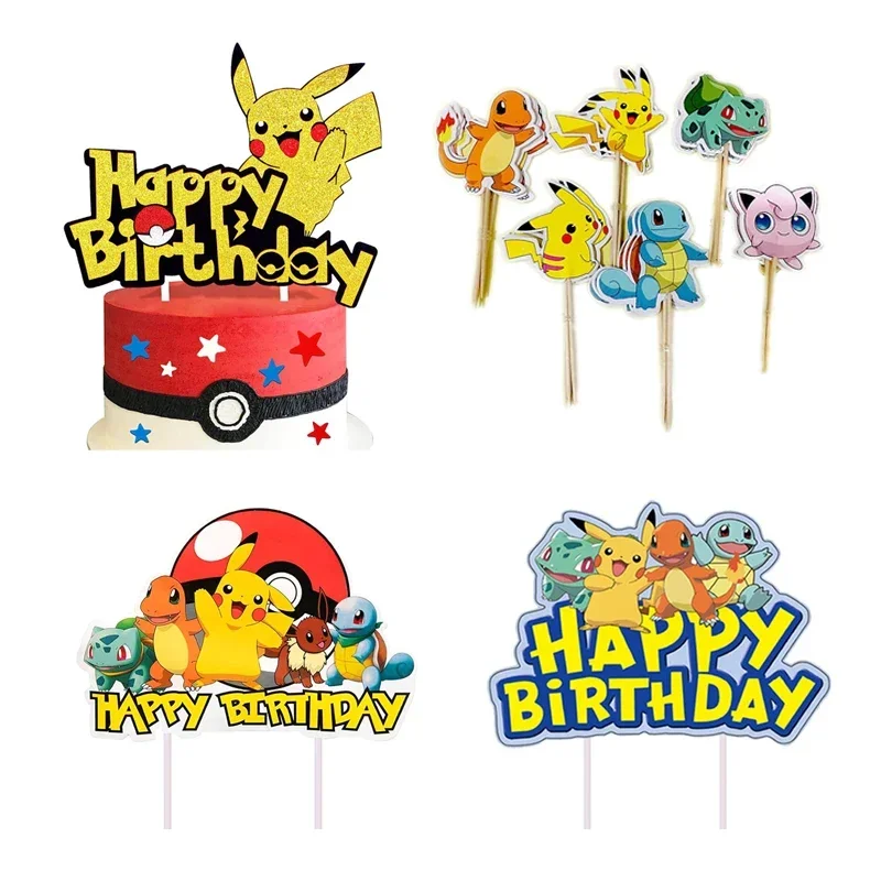 Pokemon Cake Topper Anime Figure Pikachu Party Birthday Cake Decoration Ornaments Supplies Kids Gift anime figures