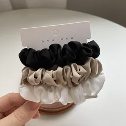 Elegant Satin Hair Scrunchies Set - Solid Color Elastic Ponytail Holders (3pcs-1)