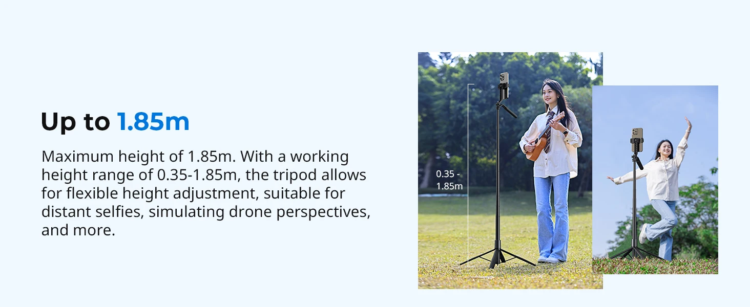Selfie Stick Tripod PT60 w Remote Control 4 Legs 360° Handle Adjustable Holder f