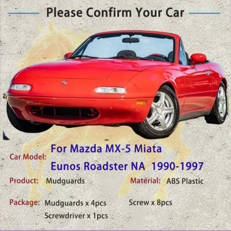 마쓰다 MX-5 미아타 유노스 로드스터 NA 19901997 자동차 앞뒤 휠 머드가드 펜더 머드플랩 머드 플랩 스플래시 자동차 액세서리