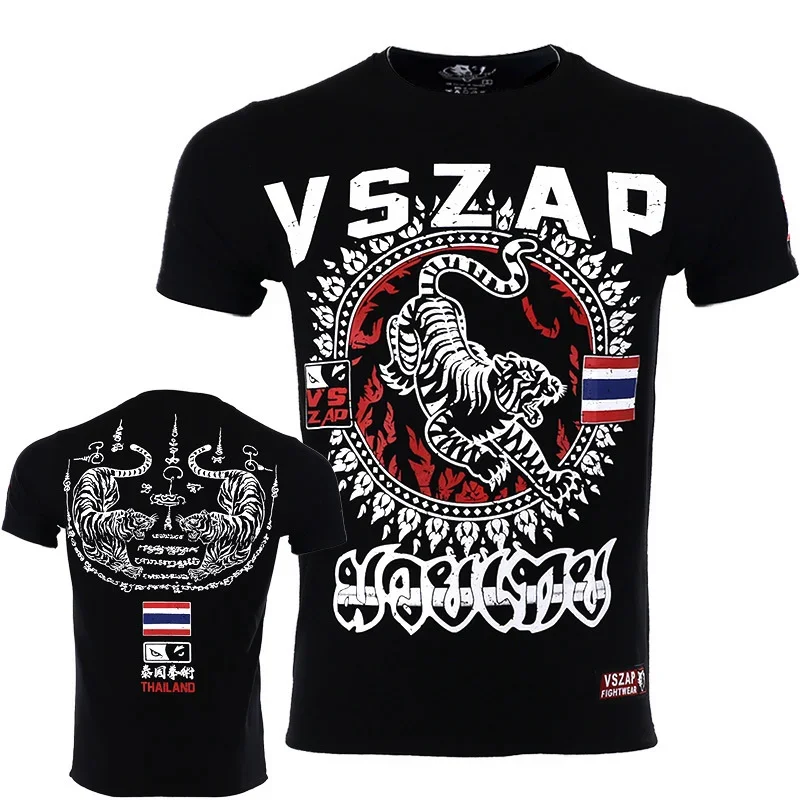 

Muay Thai Training Clothing Fashion Animal Print T Shirt For Men Running Fitness Sports Short Sleeve Boxing Wrestling Sports Top