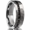 8mm hammered inlaid meteorite fragment tungsten ring, men's wedding band ring, comfortable fit jewelry accessories gift