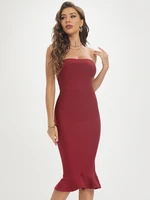 Mermaid Slash Neck Bandage Dress Midi HLBANDAGE Mermaid Slash Neck Bandage Dress
