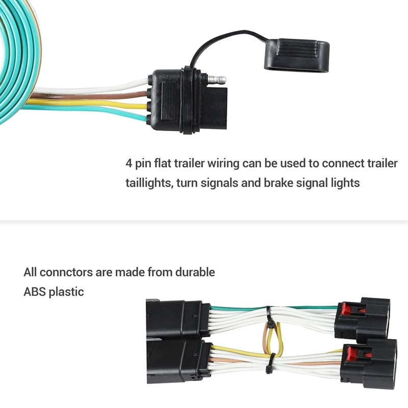 

4 Way Trailer Wiring Harness Connector Plug 56407 118786 Replacement Accessories Fit For Jeep Wrangler JL 2018-2022