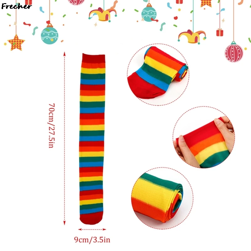Polka Dot Thigh High Socks Clown Cosplay Costume Role Play Stockings Ladies Over Knee Sock Striped Pattern Party Knee Stocking women socks knee stockings