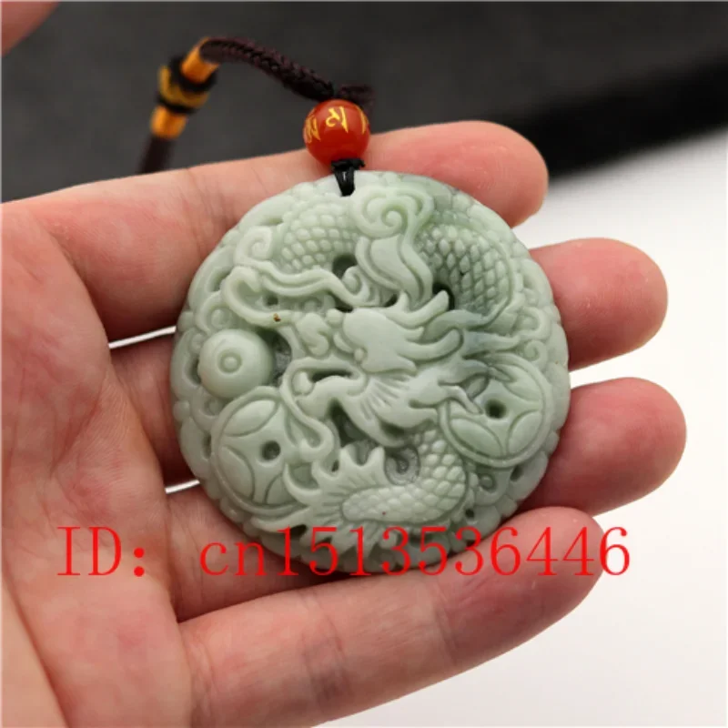 Natural White Green Jade Money Dragon Pixiu Carved Pendant Necklace Charm Jewellery Fashion Lucky Amulet Gifts Women Man