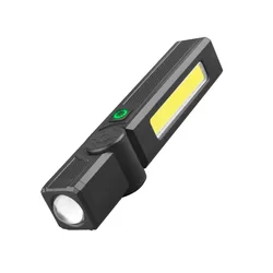 High - Performance COB LED Flashlight with Folding Design and Magnetic Base for Camping, Work, and Outdoor Use (Black)