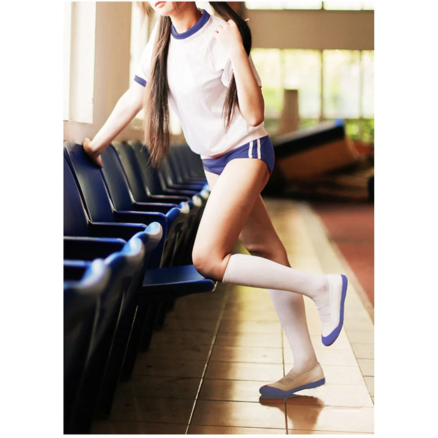 Japonský škola uniforma cosplais kostým fitka sportwear t-short šortky plný sada japonský uniforma sexy děvče kolejní