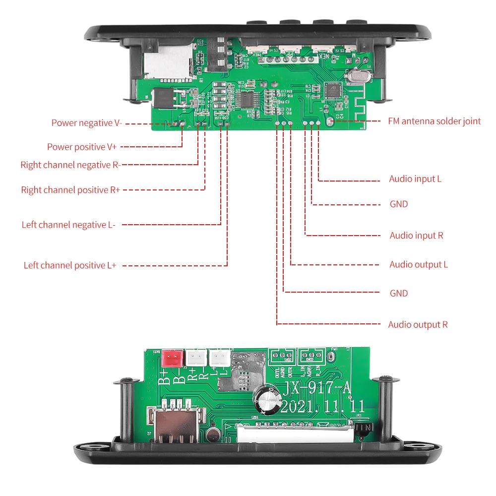 MP3 MP4 Player 2*25W 50W Amplifier Bluetooth MP3 Decoder Audio Board 5V 12V 18V USB Power Supply TF FM Radio MP3 Player For Car Music Speaker