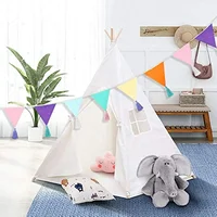12Pcs/13Ft Fabric Triangle Flags Cotton Tassel Banner, Colored Bunting Pennant Garland for Outdoor Boho Hanging Decoration 2