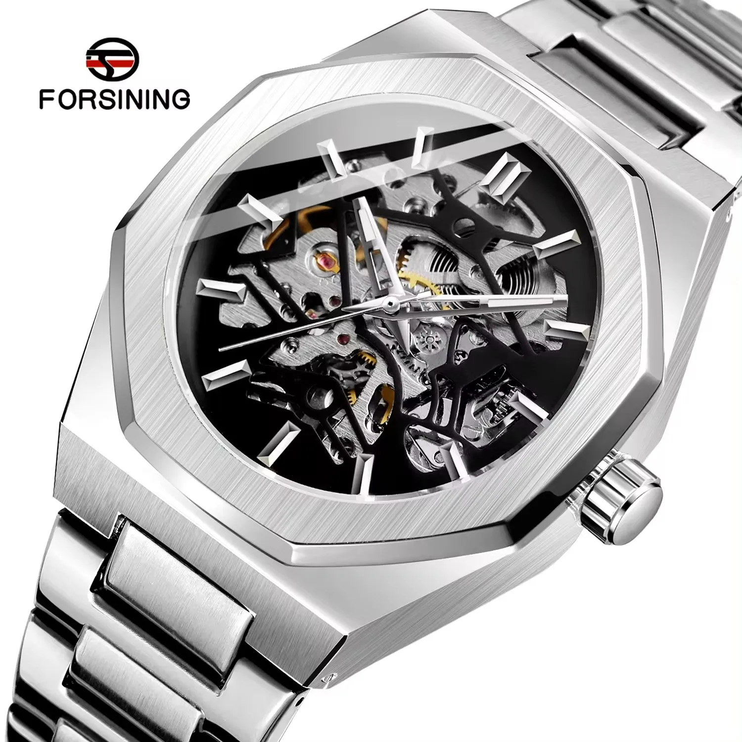 FORSINING 344D Top Brand Mechanical Sport Design Bezel Fashion Watches Luxury Montre Homme Clock Men Automatic Skeleton Watch