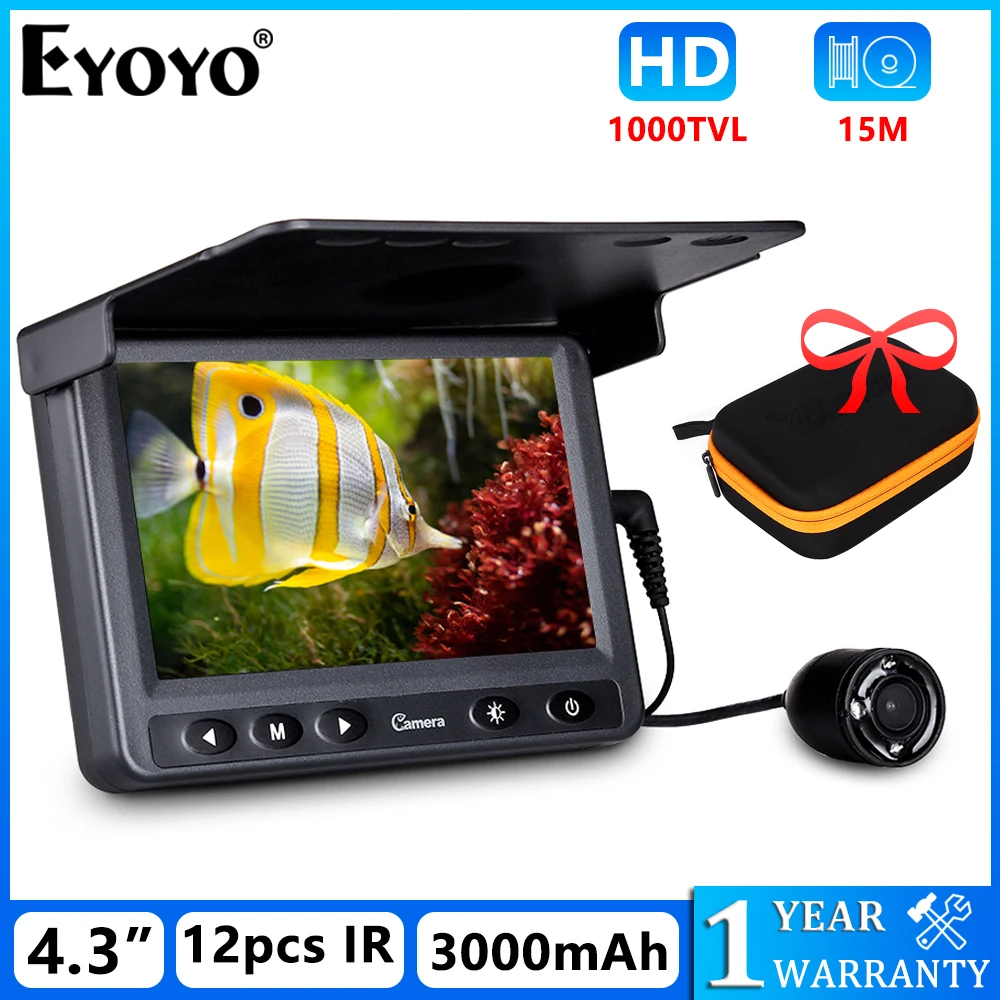 

Eyoyo Portable Fish Finder HD 1000 TVL Infrared LED Waterproof Camera With 4.3" LCD Monitor 15M Cable For Ice Sea Boat Fishing