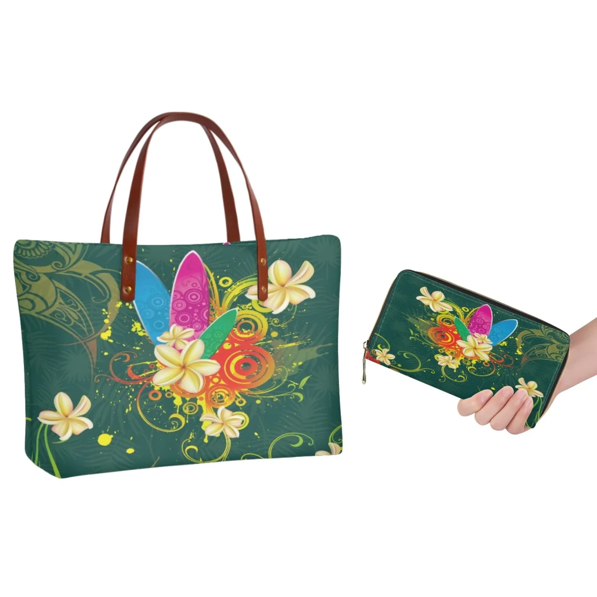 Forudesigns Yellow Plumeria Handbag Trendy Design Personalizzato Portafoglio Borse Combinazione Ladies Shopping Out Shopper Bag