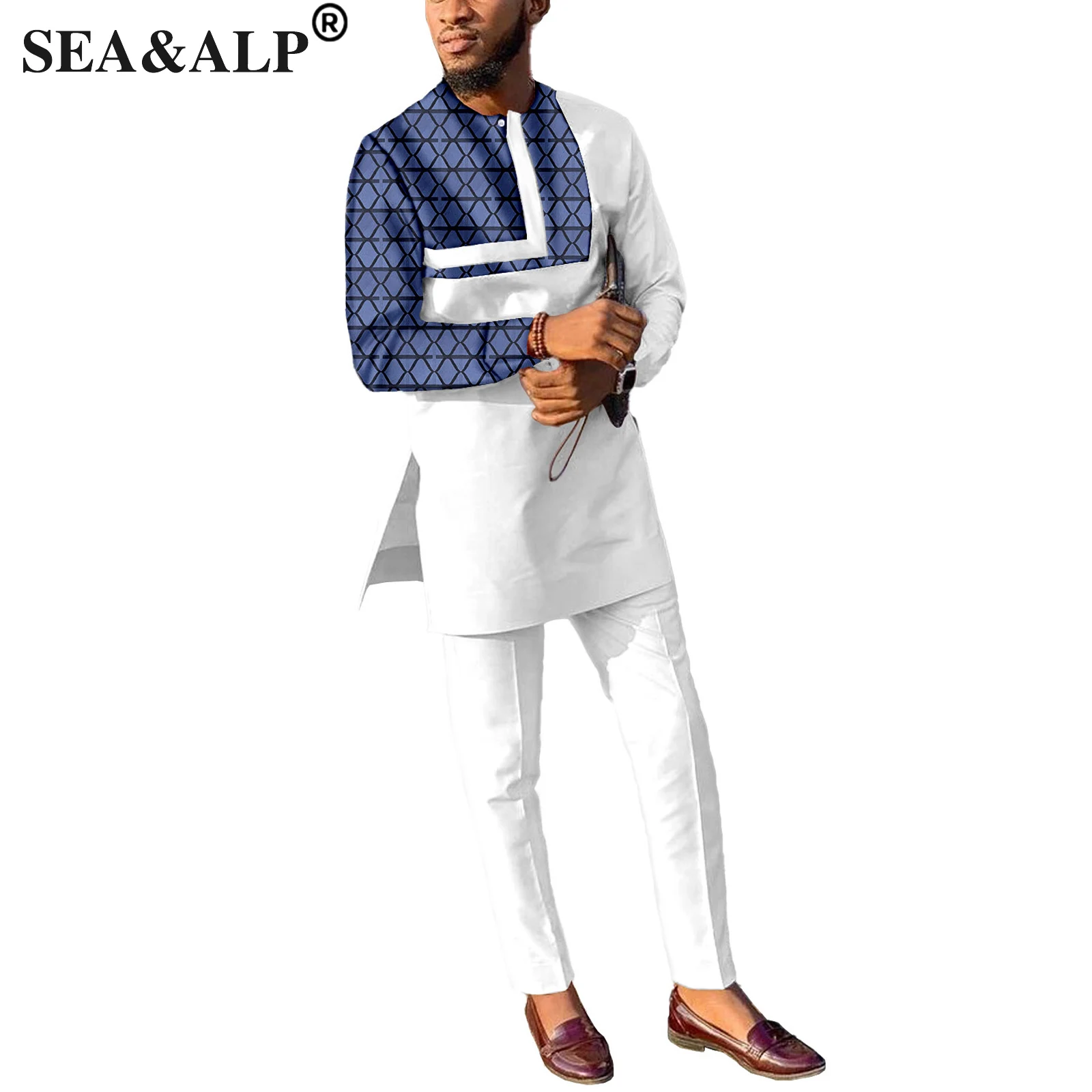 Africa Clothes for Men Dashiki Men Set Bzain Rich African Traditional Clothing Top+Pants