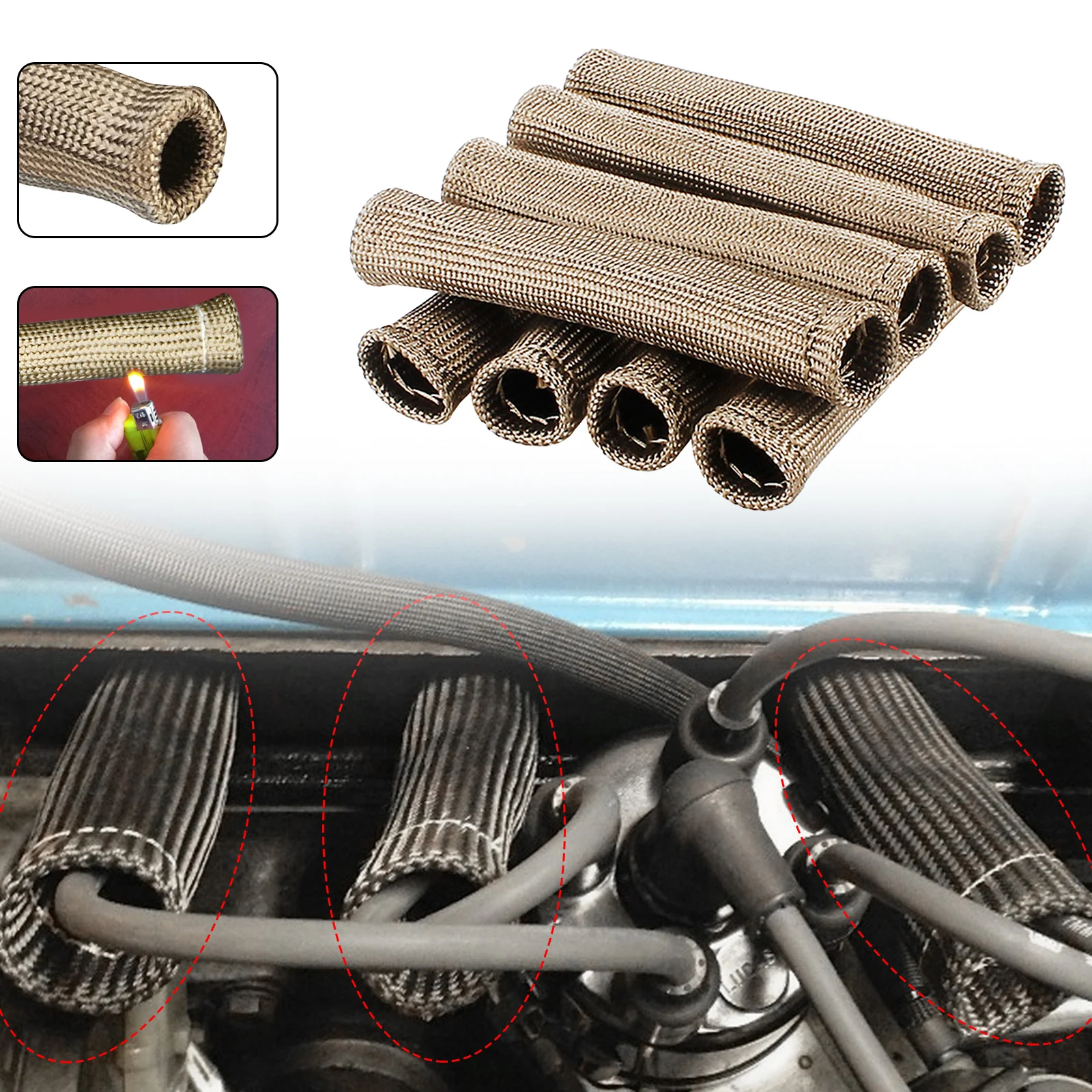 Titanium Vulcan Lava Protector Sleeve Spark Plug Wire Boots 8cyl For VW For PASSAT AUDI A4 B6 2001-2007 EP-GT08TI