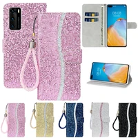 Brieftasche Glitter Flip Leder Fall Für Huawei P40 Lite P40 Pro P30 Lite P30 Pro P Smart Z 2019 Y5/Y6 2018 Y5/Y6 2019 Ehre 7A 20S
