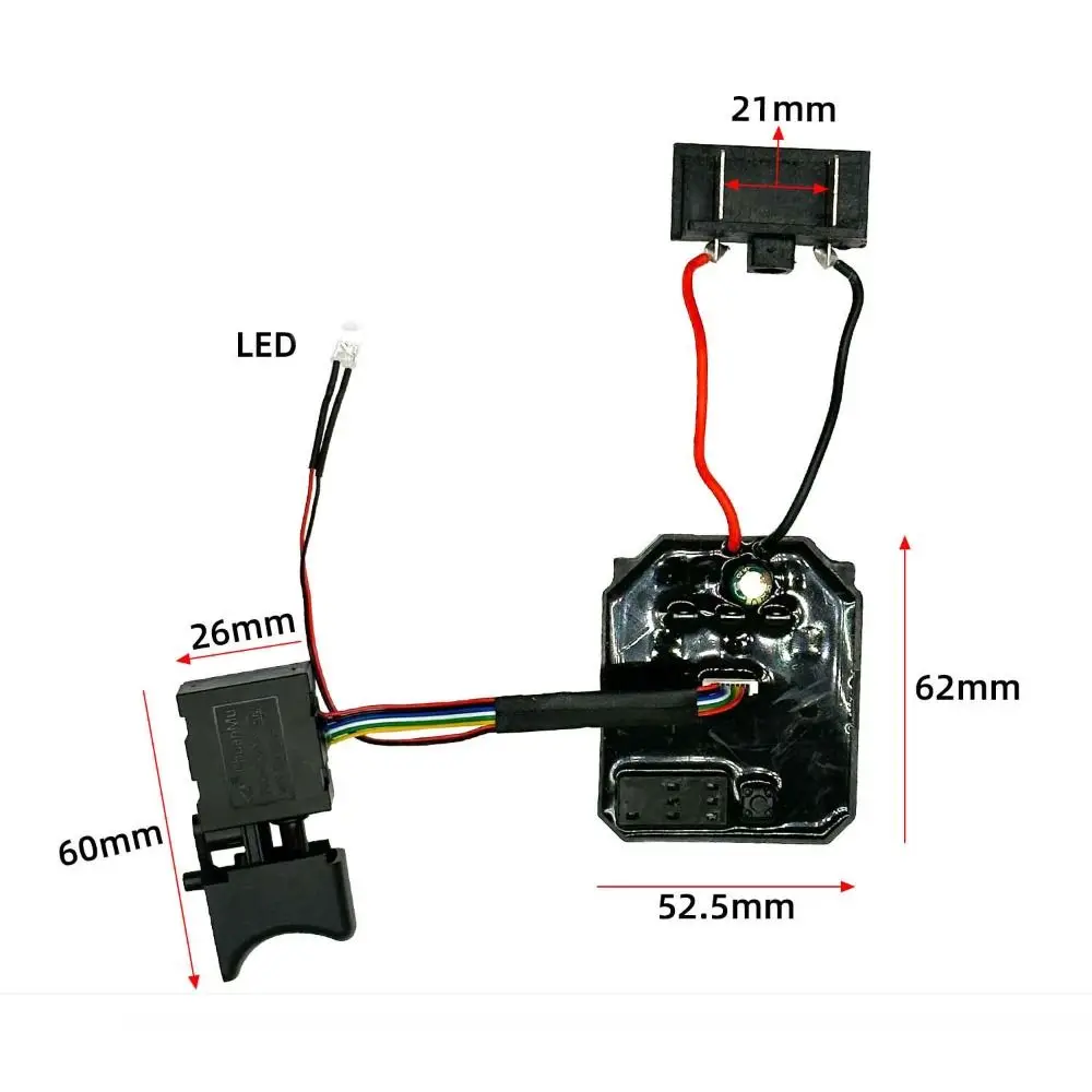 New Black Electric Wrench Controller Board 8 Wire Switch Speed Switch Brushless Lithium 18-21V Wrench Switch Set for Dayi
