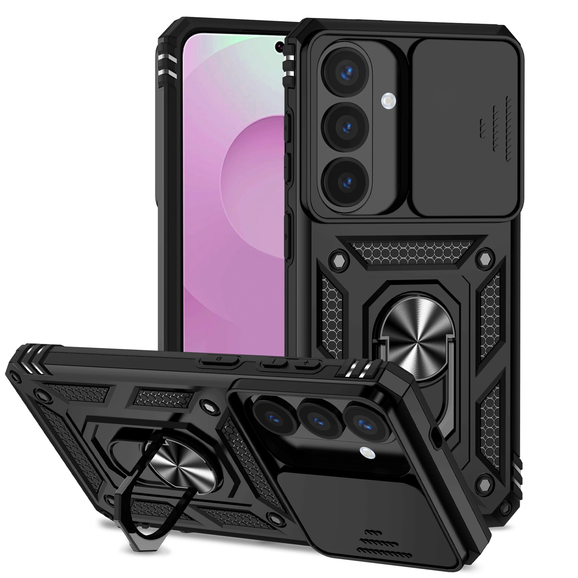 Dual Layer Metal Ring Protective Phone Case