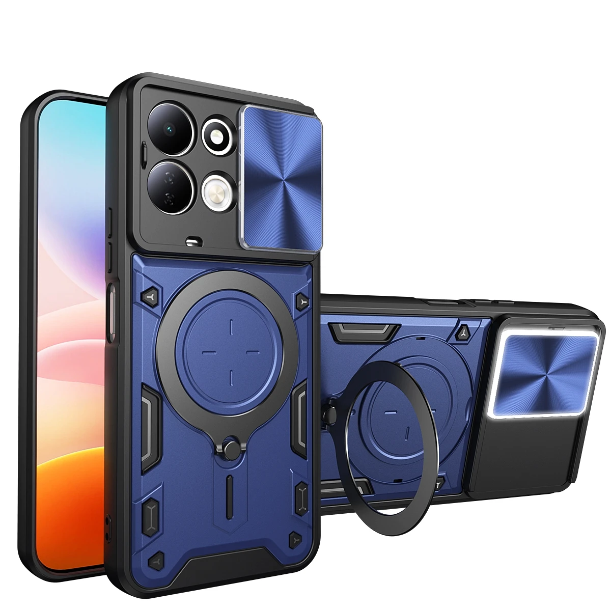 Slim Shockproof Kickstand Phone Case with Lens Protector